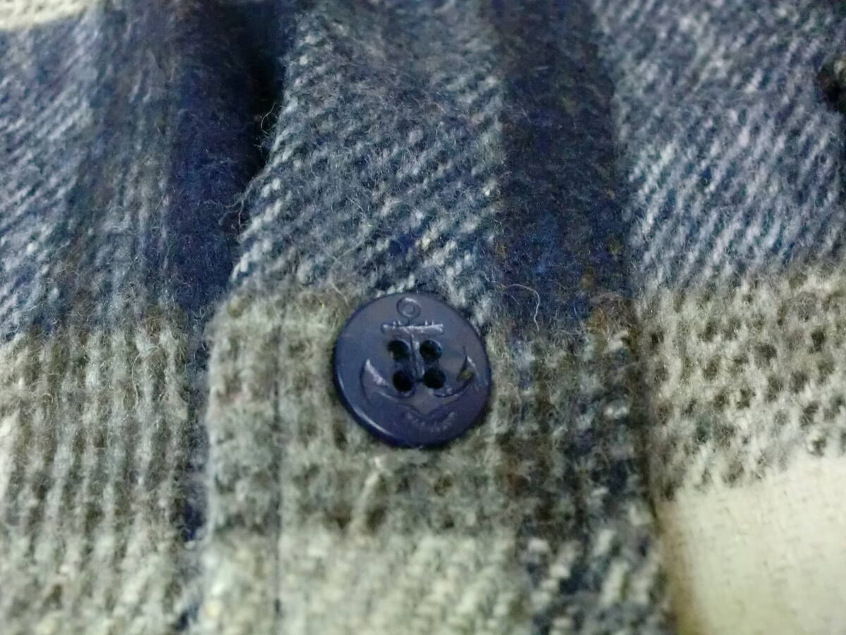 80s JCPenny CPOシャツ M ネルシャツ ヴィンテージ チェック アメカジ ペニーズ ストアブランド シャツ 錨ボタン 紺グレー白_画像6