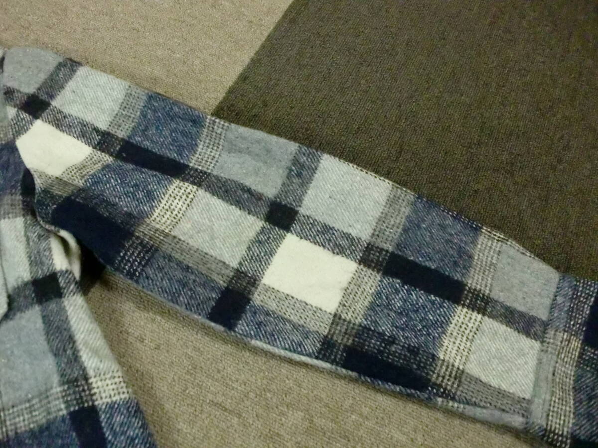 80s JCPenny CPOシャツ M ネルシャツ ヴィンテージ チェック アメカジ ペニーズ ストアブランド シャツ 錨ボタン 紺グレー白_画像8