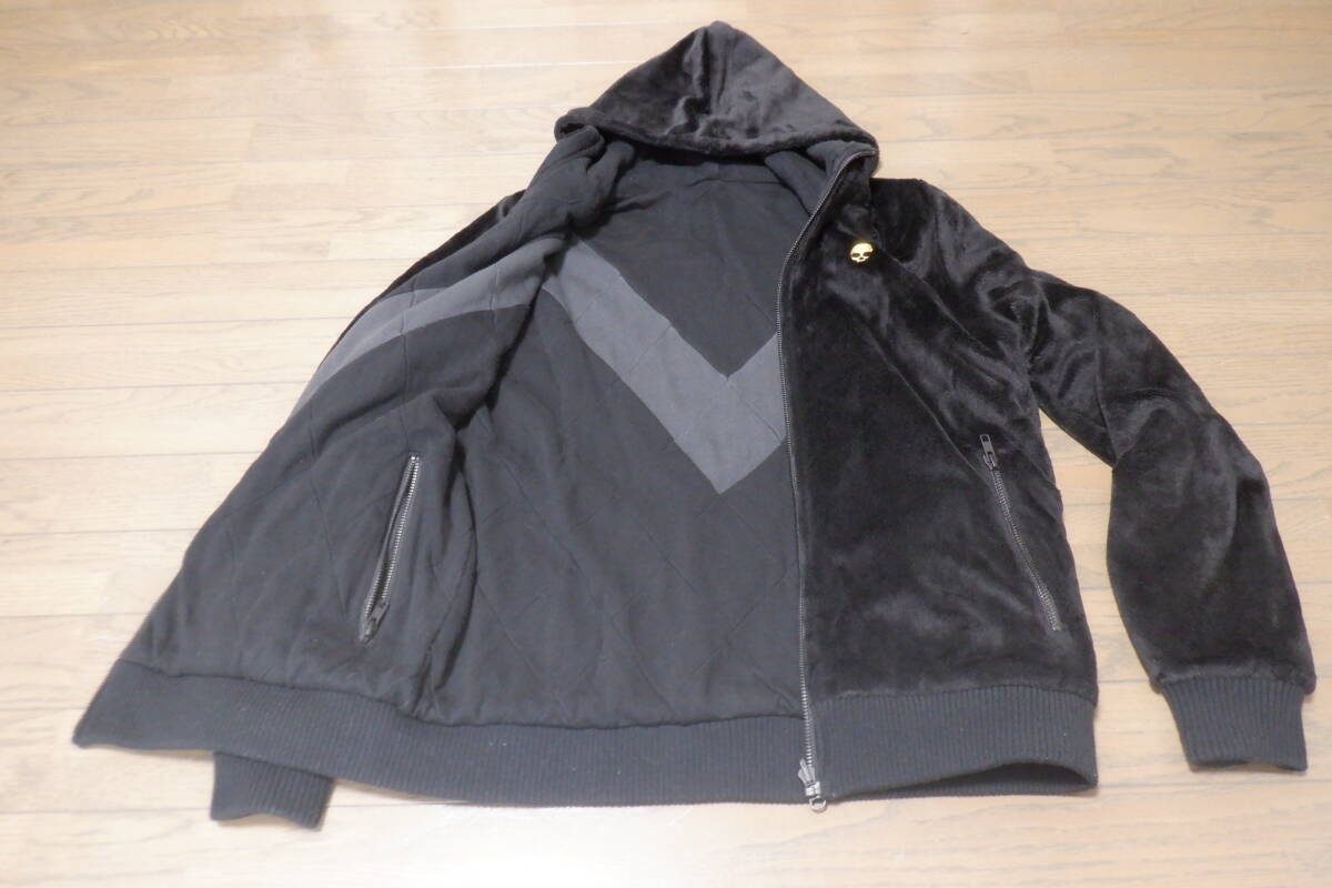 ビームス BEAMS リバーシブル フルジップアップパーカー ボア キルティング M 黒 ブラック _画像3