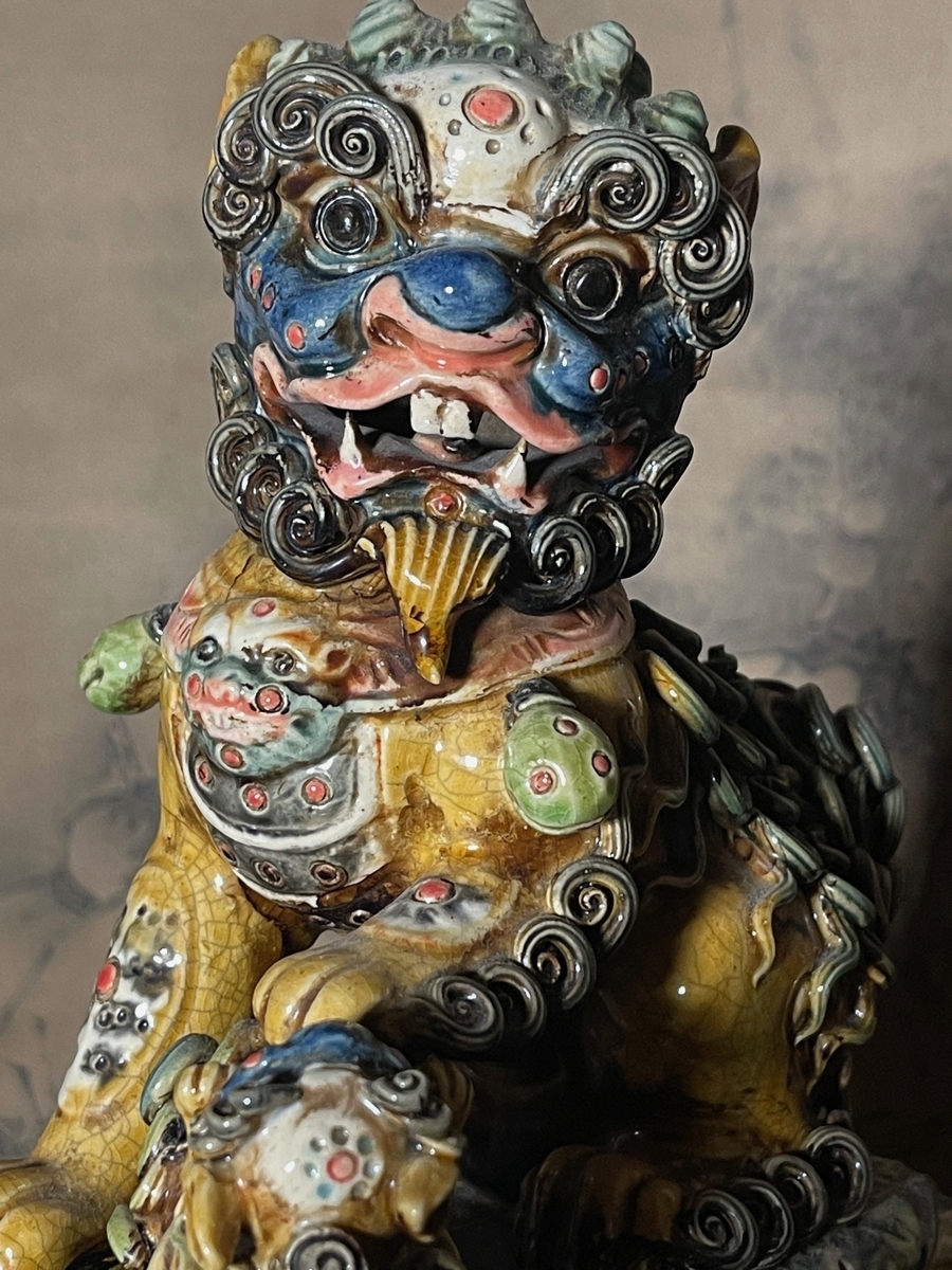 石湾陶瓷「多色釉 狛犬（獅子）」一対 年代推定：明代中期〜明末（16〜17世紀）_画像4