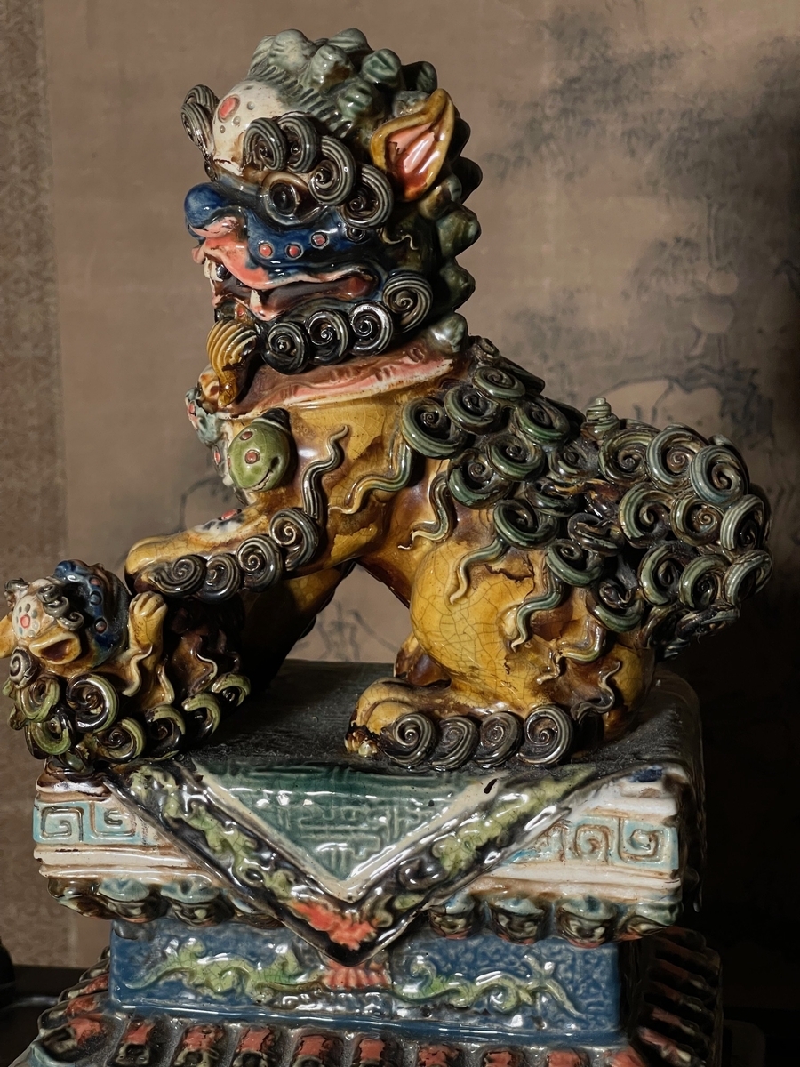 石湾陶瓷「多色釉 狛犬（獅子）」一対 年代推定：明代中期〜明末（16〜17世紀）_画像5