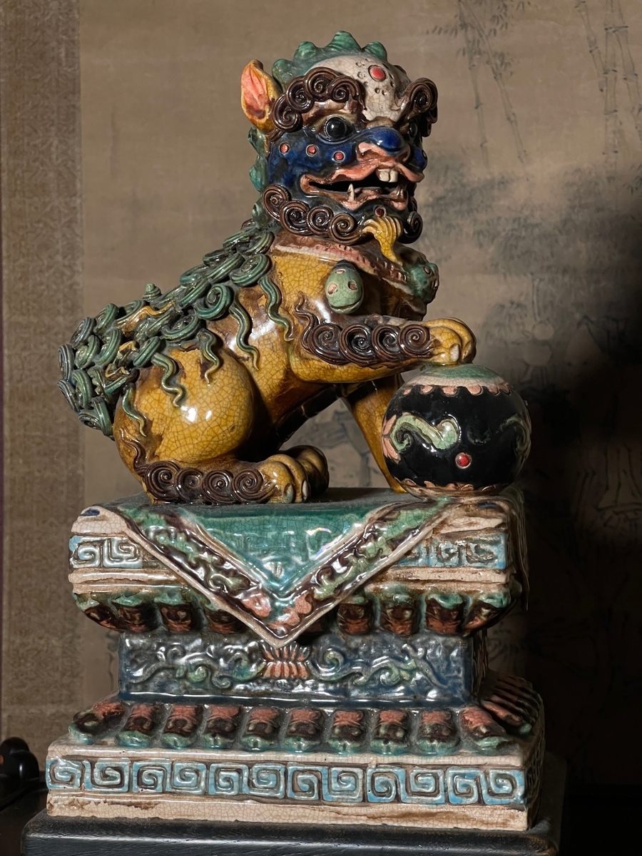 石湾陶瓷「多色釉 狛犬（獅子）」一対 年代推定：明代中期〜明末（16〜17世紀）_画像6