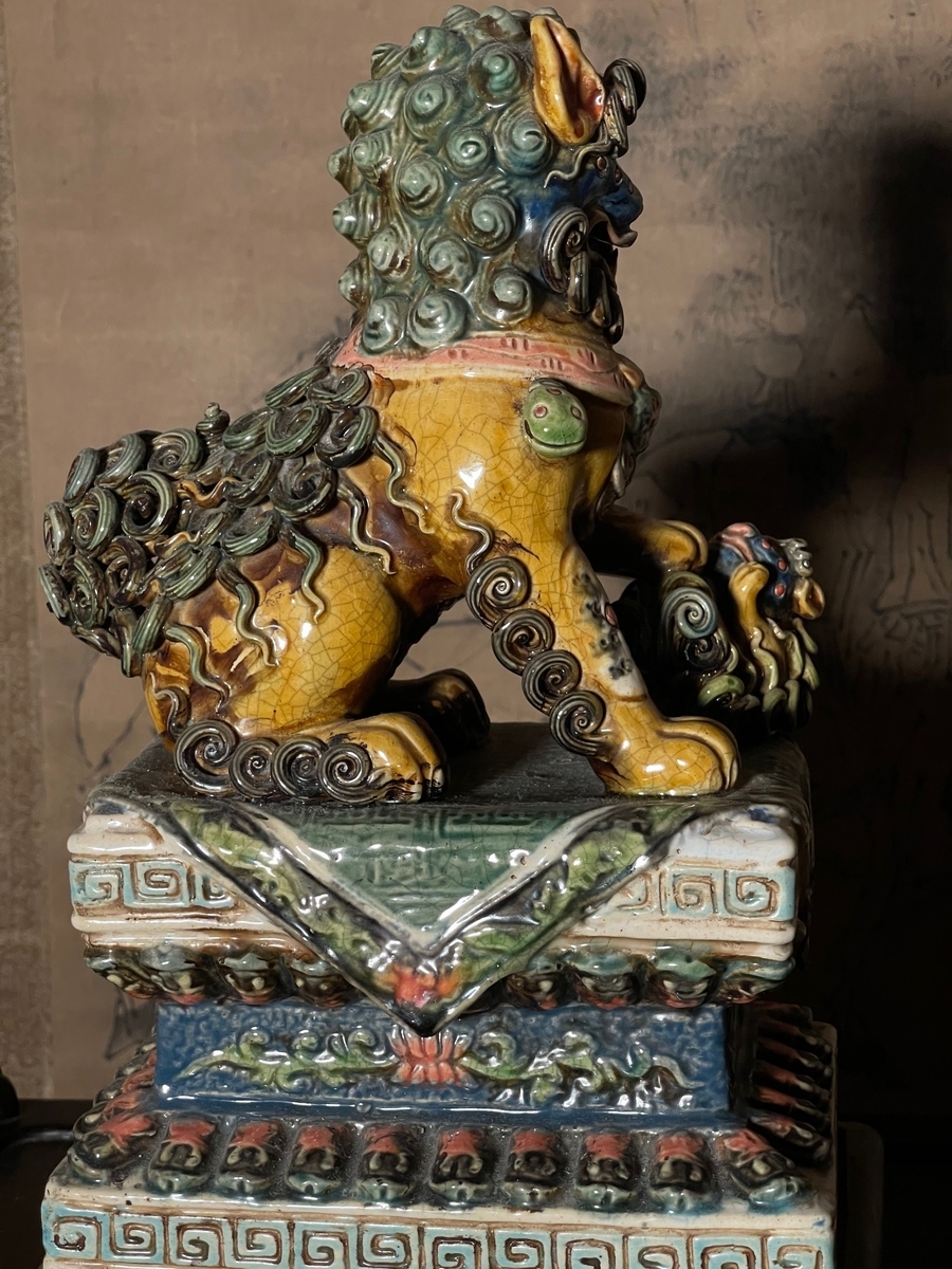 石湾陶瓷「多色釉 狛犬（獅子）」一対 年代推定：明代中期〜明末（16〜17世紀）_画像7