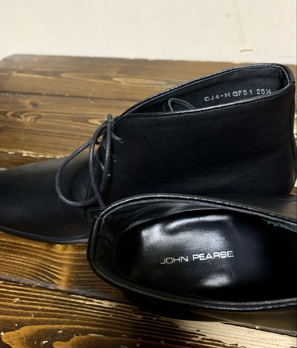 未使用:JOHN PEARSE(REGAL 製作).レザー チャッカ ブーツ 25.5(黒/上質.牛革/日本製/ジョンピアース/モッズスーツ/オアグローリー/ザズー)_画像8