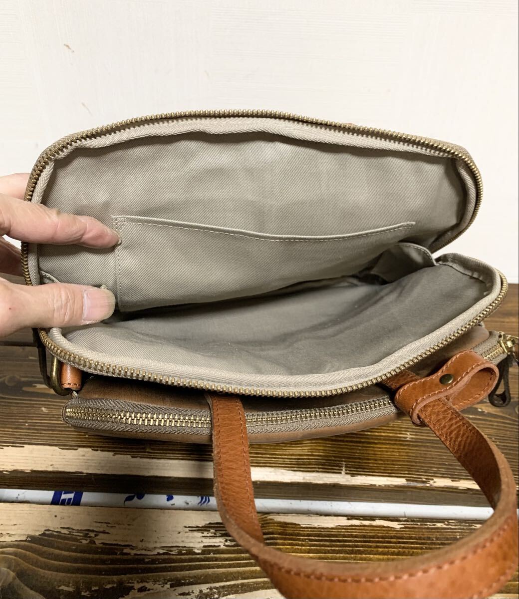 美品:Seagull ship(シーガルシップ).レザー2WAY バッグ(リュック/ショルダー/トート/タンニンなめし.上質.牛革/W ZIP/H23W28D9/vasco slow)_画像9