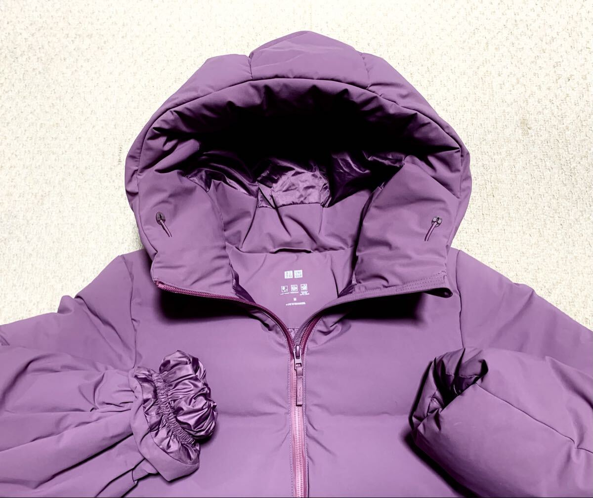新品同様:UNIQLO.シームレスダウン パーカ M(レディース/フーデッド ダウン ジャケット/OUTDOOR/パーカー/肩40幅54丈65/+j marni type)_画像4