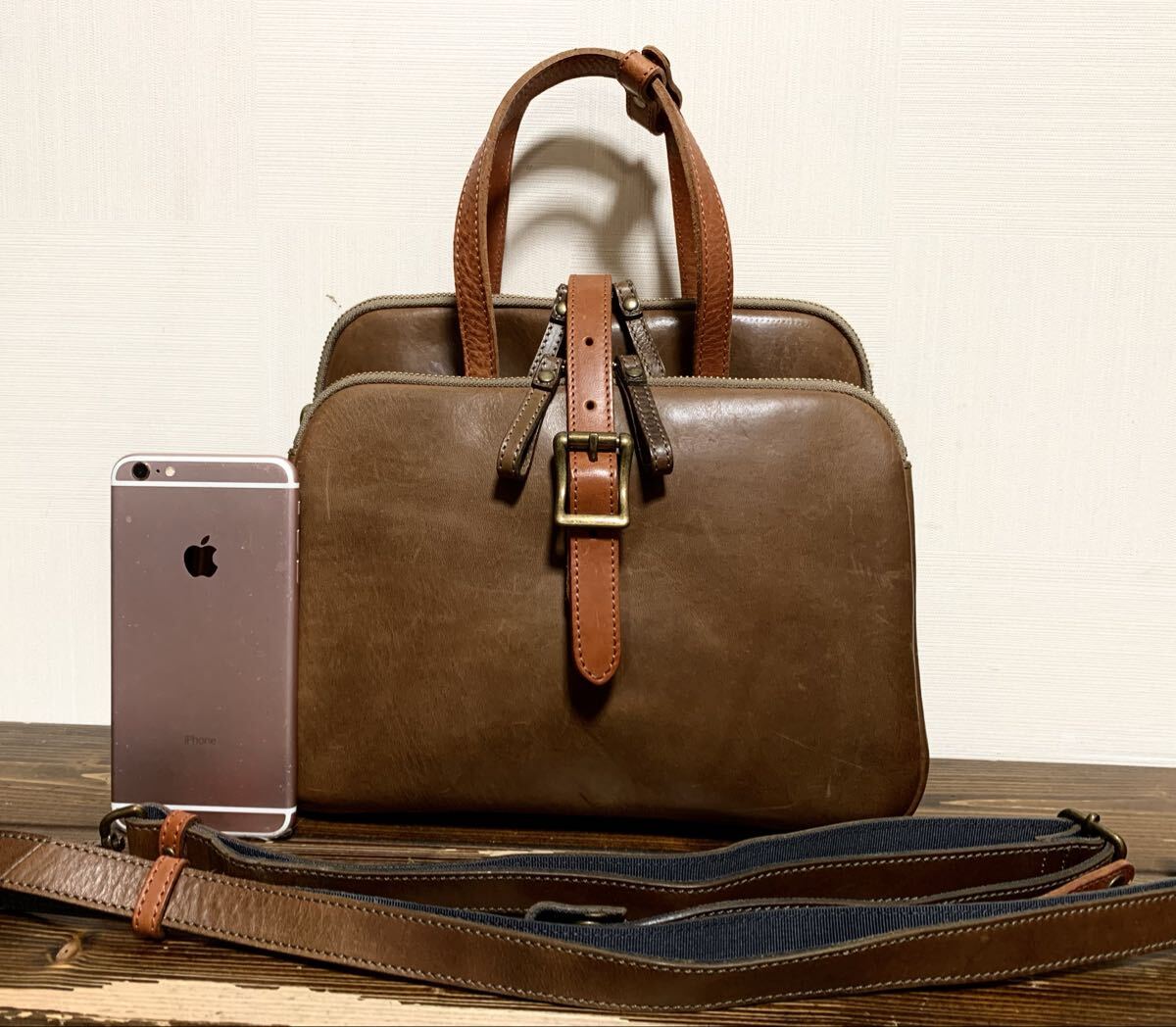 美品:Seagull ship(シーガルシップ).レザー2WAY バッグ(リュック/ショルダー/トート/タンニンなめし.上質.牛革/W ZIP/H23W28D9/vasco slow)_画像3