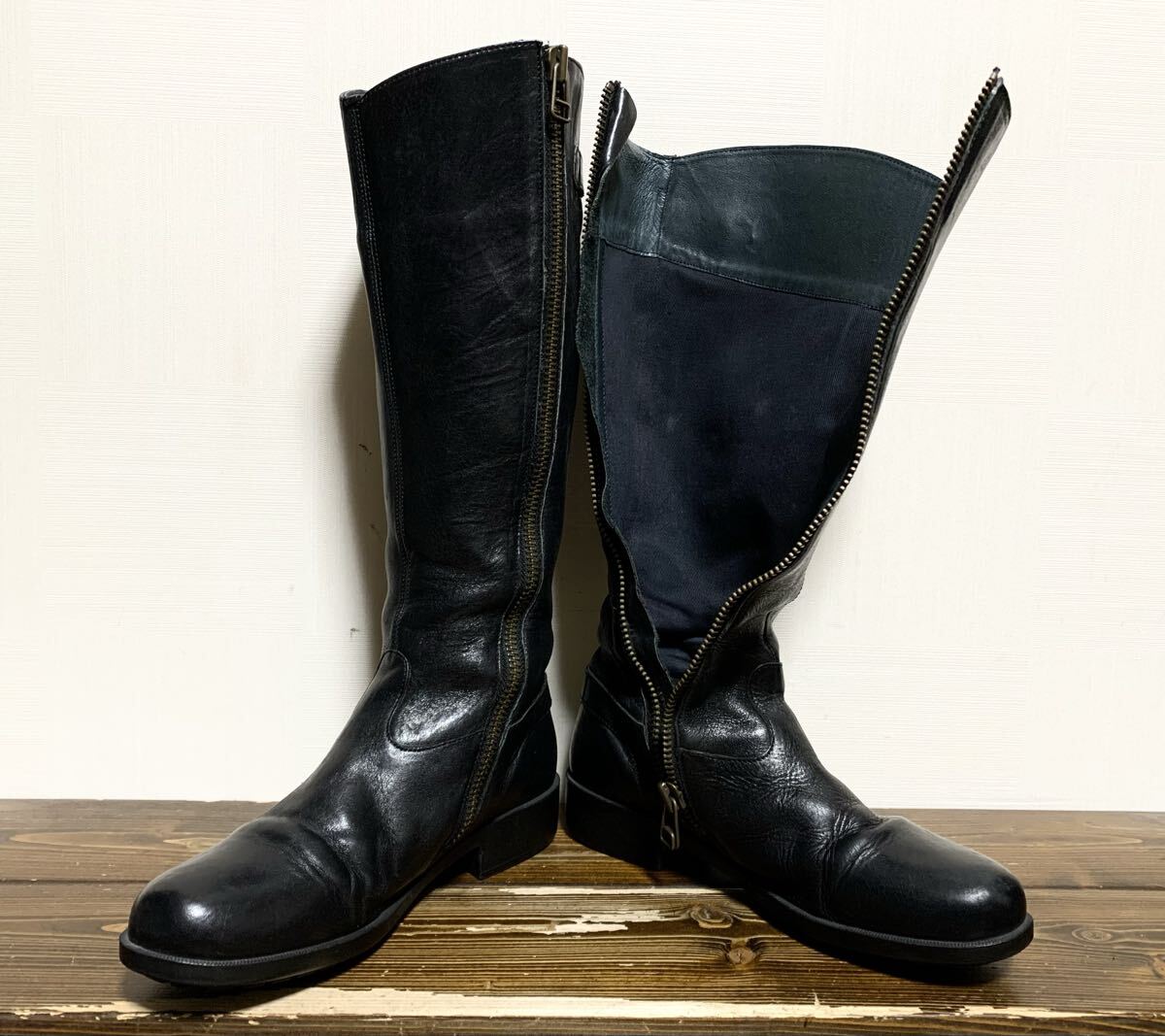 CAMPER(カンペール).サイドジップ レザー ロング ブーツ 39(24.5位/レディース/黒/上質.牛革/バイカー/UK ロッカーズ/maxfritz degner type_画像6