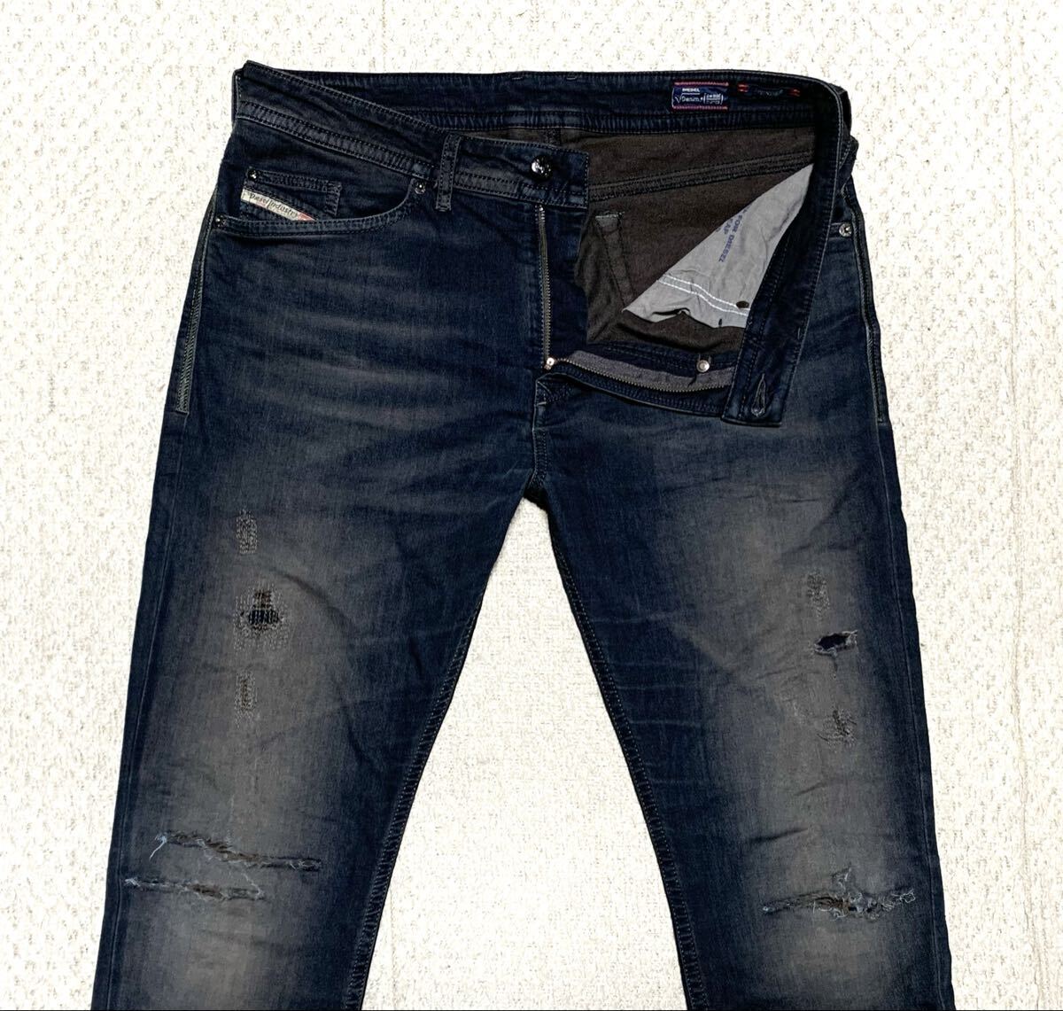 美品:ディーゼル.SPENDER-NE.テーパード ジョグジーンズ 32(JOGG JEANS/ストレッチ/スウェット デニム/W88股下76/リペア加工/krooley)_画像3