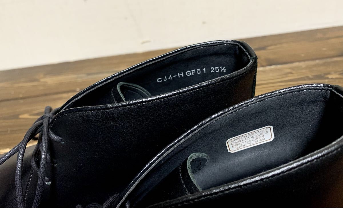 未使用:JOHN PEARSE(REGAL 製作).レザー チャッカ ブーツ 25.5(黒/上質.牛革/日本製/ジョンピアース/モッズスーツ/オアグローリー/ザズー)_画像9