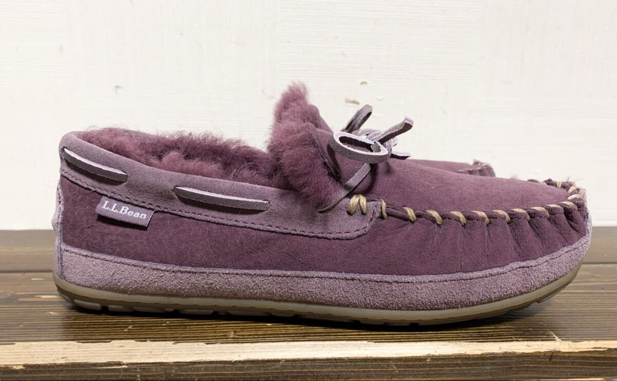新品同様L.L.Bean.リアル ムートン レザー スリッポン シューズ M(25/レディース/ウィケッド グッド キャンプ モカシン/羊毛革/ugg type)_画像3