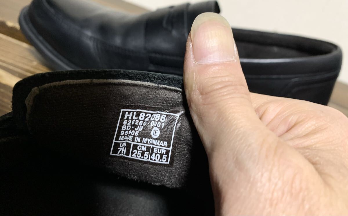 極上:ホーキンス(Hawkins TRAVELLER).軽量 レザー スリッポン シューズ 25.5(ローファー/上質.防水.牛革/フラットソール/madras cole haan)_画像9