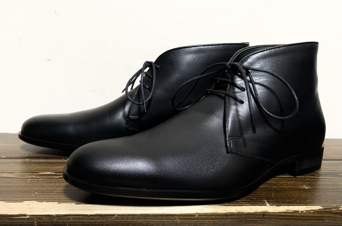 未使用:JOHN PEARSE(REGAL 製作).レザー チャッカ ブーツ 25.5(黒/上質.牛革/日本製/ジョンピアース/モッズスーツ/オアグローリー/ザズー)_画像1