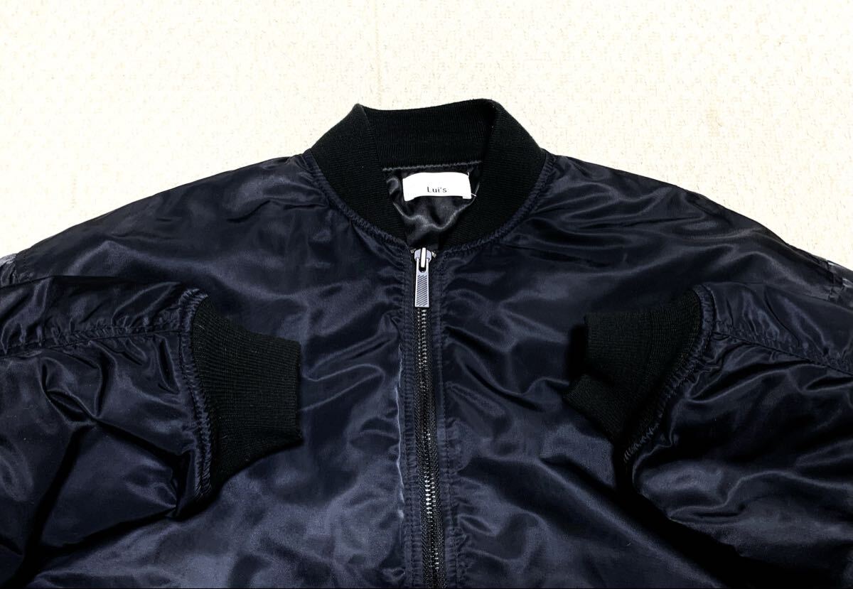 極上:Lui's(ルイス).オーバーサイズ MA-1 フライト ジャケット S(黒/サーモライト 保温中綿/肩60幅60丈75/ダウン/uniqlo gu hare type)_画像4