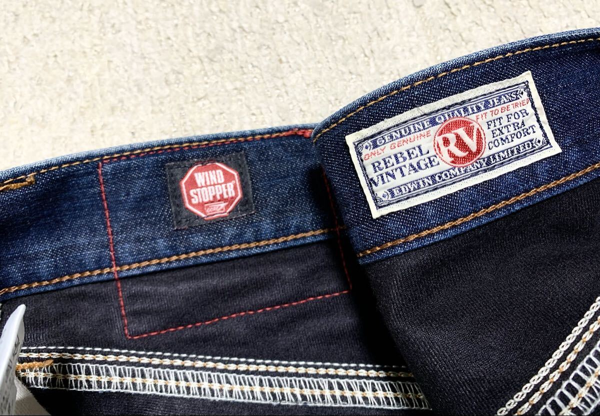 EDWIN 503RV.GORE WINDSTOPPER 搭載 テーパード デニム 30×32(防風 ライディング パンツ/チェーンステッチ/W87股下82/lee kushitani type)_画像6