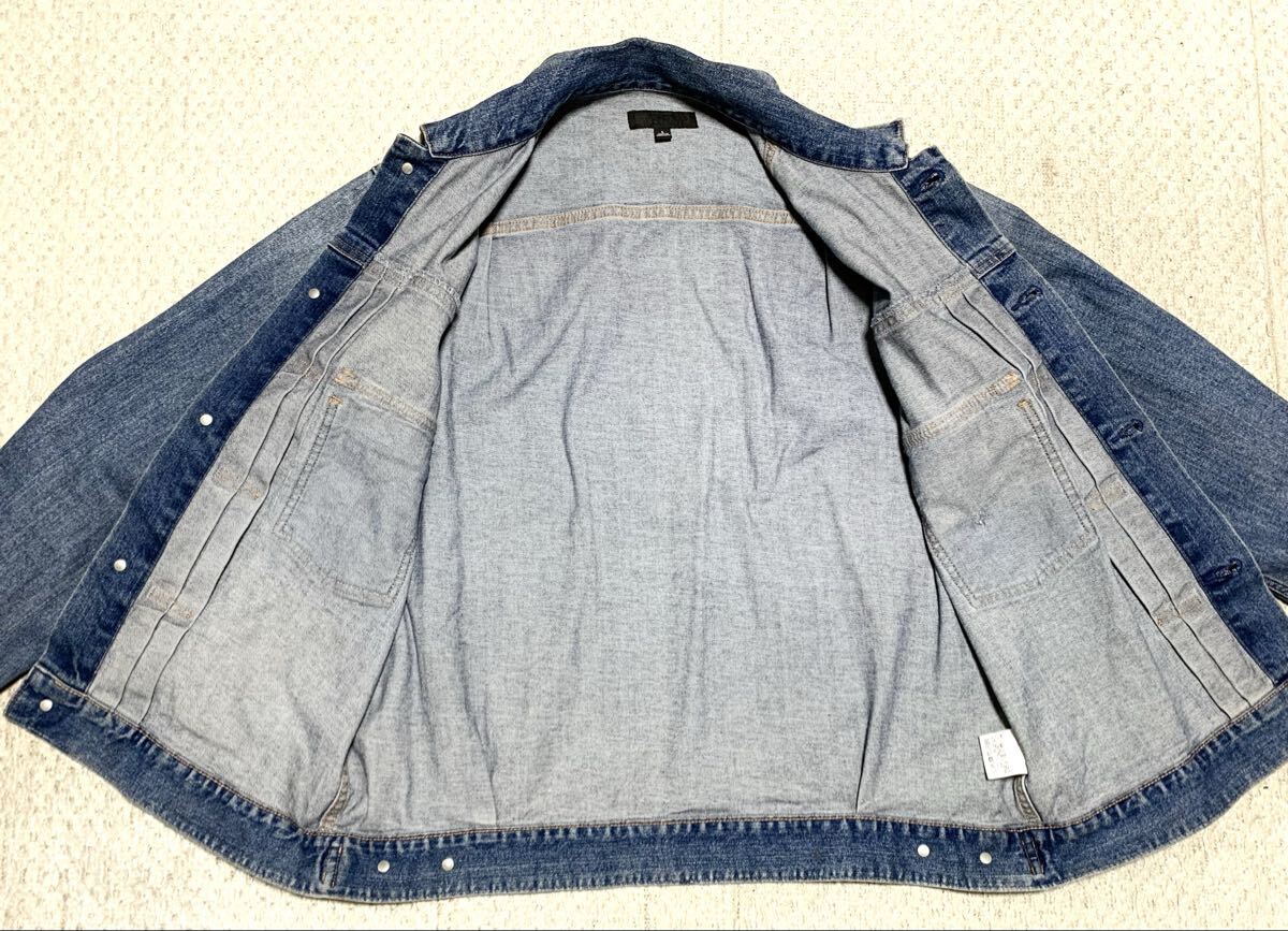 新品同様:UNIQLO(ユニクロ).セカンド タイプ デニム ジャケット L(Gジャン/ストレッチ/オーバーサイズ/肩49幅60丈66/levis 2nd type/藤原裕_画像5