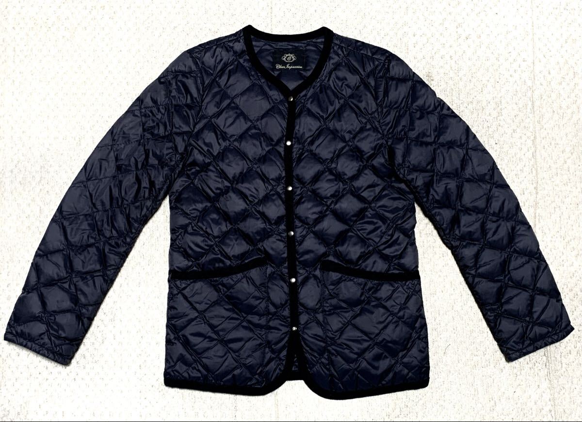 新品同様:CLEAR IMPRESSION(クリアインプレッション).ノーカラー ダウン キルティング ジャケット 1(黒/肩37幅46丈62/uniqlo taion type)_画像3