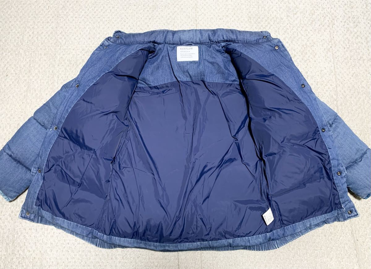 BAYFLOW(ベイフロー).柔らか デニム ダウン ジャケット 2(S/ダウン80フェザー20/肩44幅52丈66/アメカジ/tmt taion remi relief type)_画像5