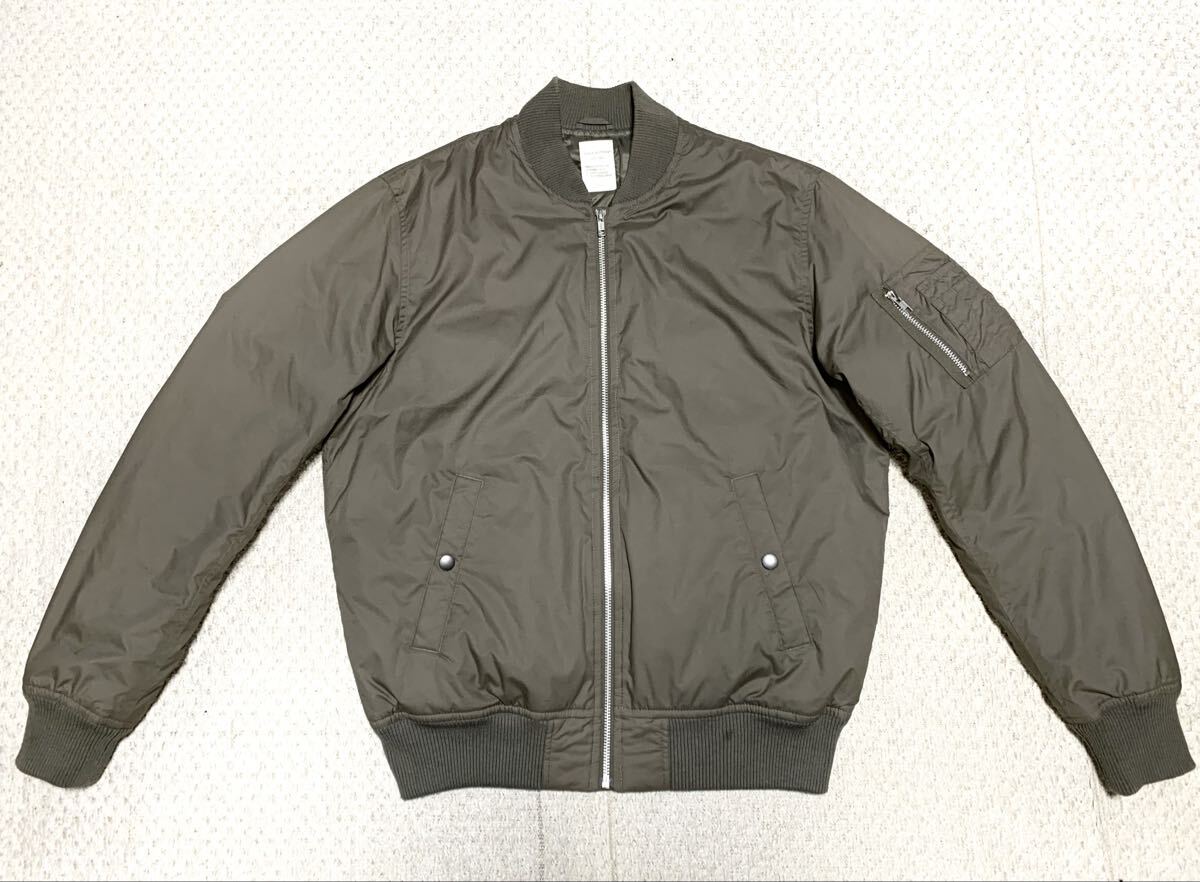 美品:BACK NUMBER.ダウン MA-1 フライト ジャケット L(メンズ/ダウン80フェザー10/肩47幅59丈69/バイカー/alpha +j uniqlo degner type)_画像3