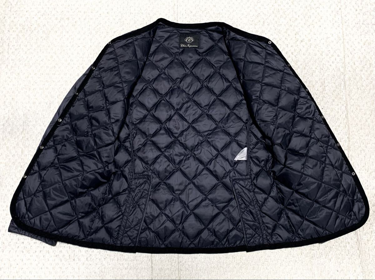 新品同様:CLEAR IMPRESSION(クリアインプレッション).ノーカラー ダウン キルティング ジャケット 1(黒/肩37幅46丈62/uniqlo taion type)_画像5