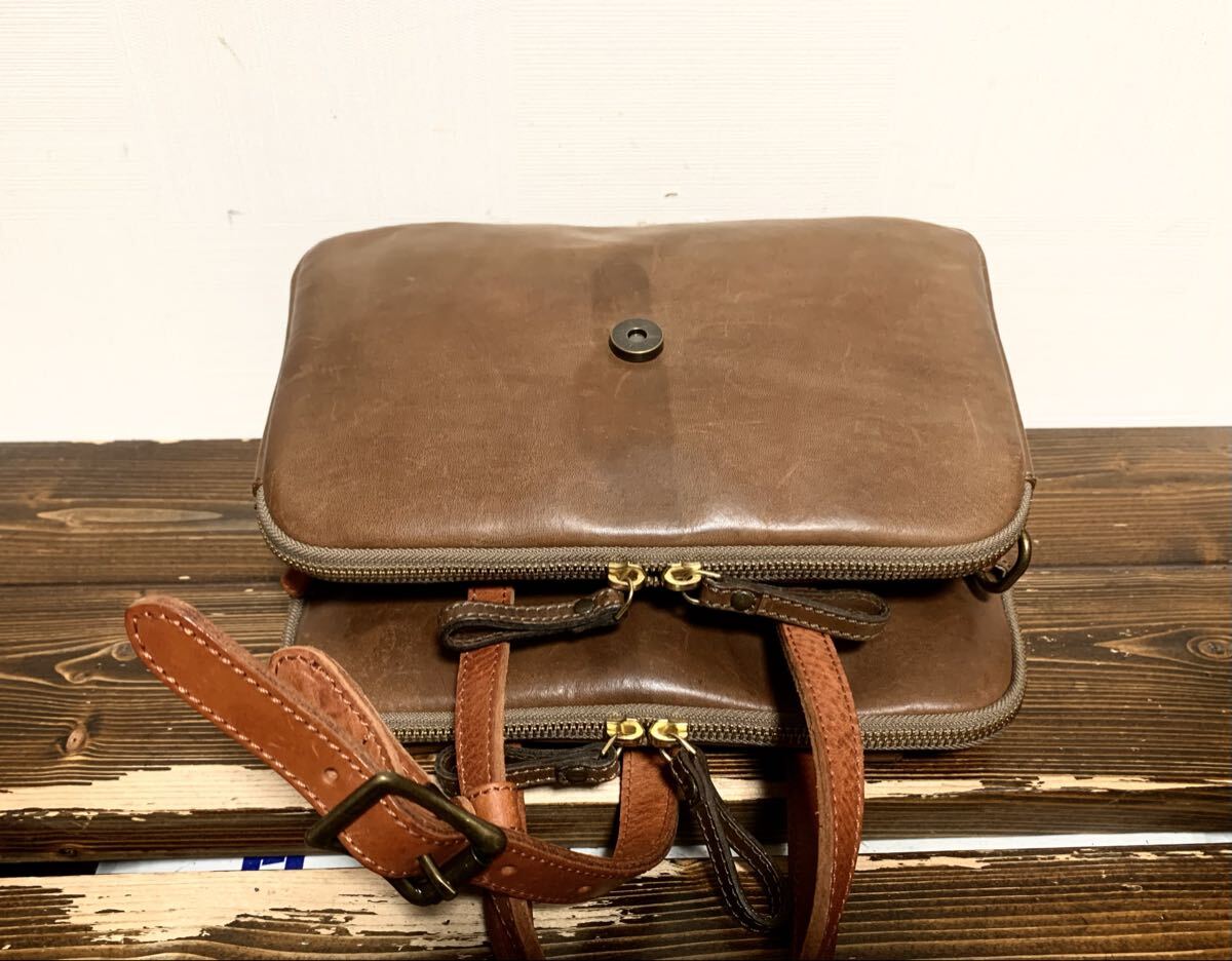 美品:Seagull ship(シーガルシップ).レザー2WAY バッグ(リュック/ショルダー/トート/タンニンなめし.上質.牛革/W ZIP/H23W28D9/vasco slow)_画像6