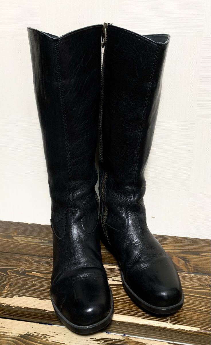 CAMPER(カンペール).サイドジップ レザー ロング ブーツ 39(24.5位/レディース/黒/上質.牛革/バイカー/UK ロッカーズ/maxfritz degner type_画像2