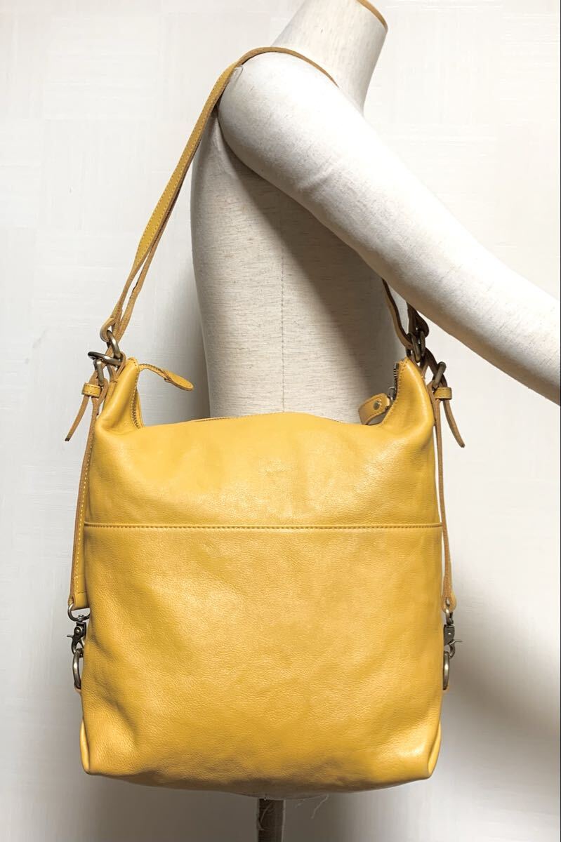 美品:M+Atlanta(アトランタ).レザーリュック(2WAY/兼 ショルダーバッグ/上質.牛革/ジップ開/H33W34D13/旅行.買い物/aniary genten type)_画像3