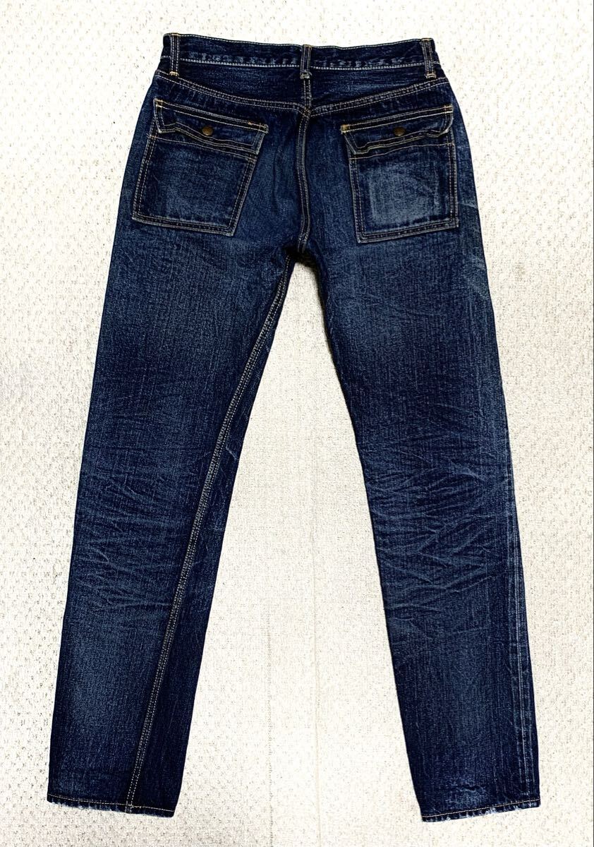 極上:備中倉敷工房 ETERNAL.ビンテージ加工 デニム ブッシュ パンツ 30(綿100/セルビッチ/W77股下81/エターナル/johnbull workers type)_画像2