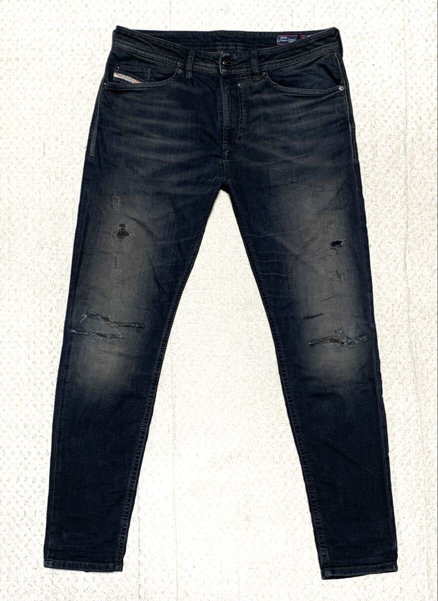 美品:ディーゼル.SPENDER-NE.テーパード ジョグジーンズ 32(JOGG JEANS/ストレッチ/スウェット デニム/W88股下76/リペア加工/krooley)_画像1