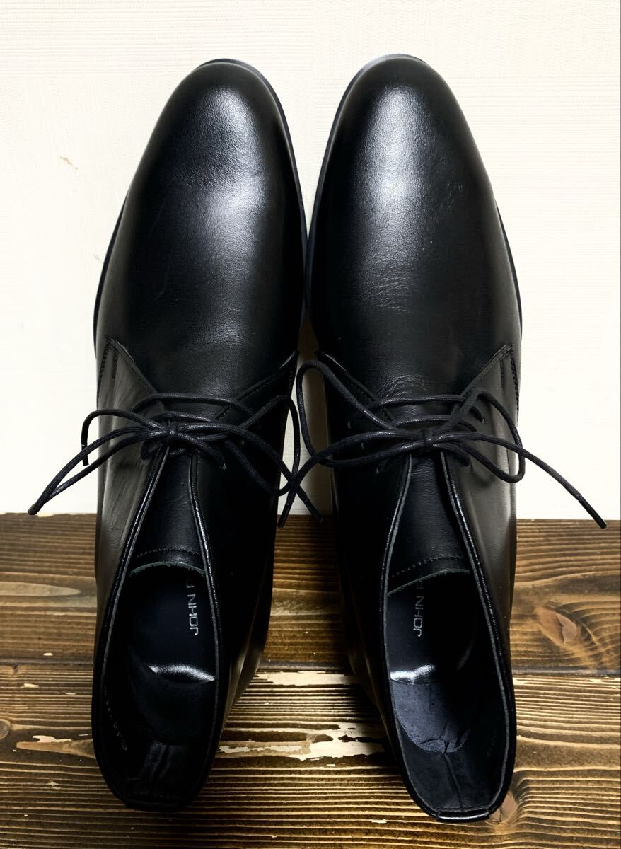 未使用:JOHN PEARSE(REGAL 製作).レザー チャッカ ブーツ 25.5(黒/上質.牛革/日本製/ジョンピアース/モッズスーツ/オアグローリー/ザズー)_画像5