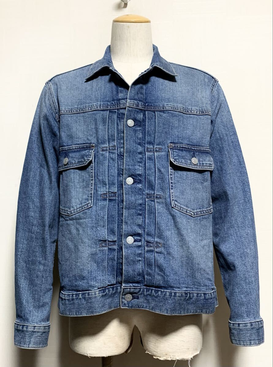 新品同様:UNIQLO(ユニクロ).セカンド タイプ デニム ジャケット L(Gジャン/ストレッチ/オーバーサイズ/肩49幅60丈66/levis 2nd type/藤原裕_画像1