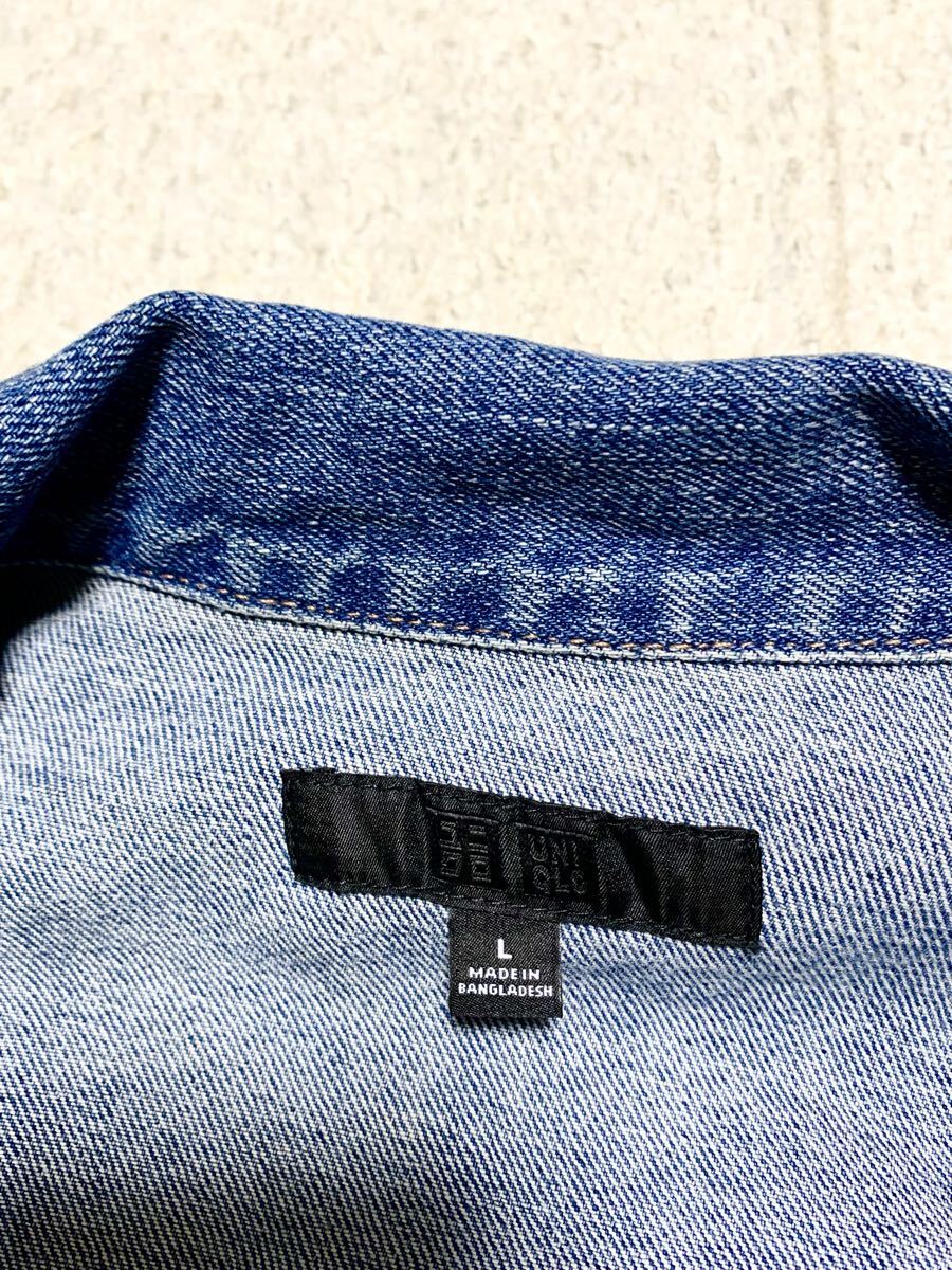 新品同様:UNIQLO(ユニクロ).セカンド タイプ デニム ジャケット L(Gジャン/ストレッチ/オーバーサイズ/肩49幅60丈66/levis 2nd type/藤原裕_画像6