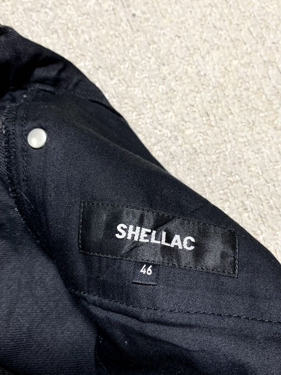 SHELLAC(シェラック).スキニー デニム 46(顔料 ブラック/シワ加工/一部 ラムレザー/W83股下95/日本製/V系/5351 tornado mart type)_画像5