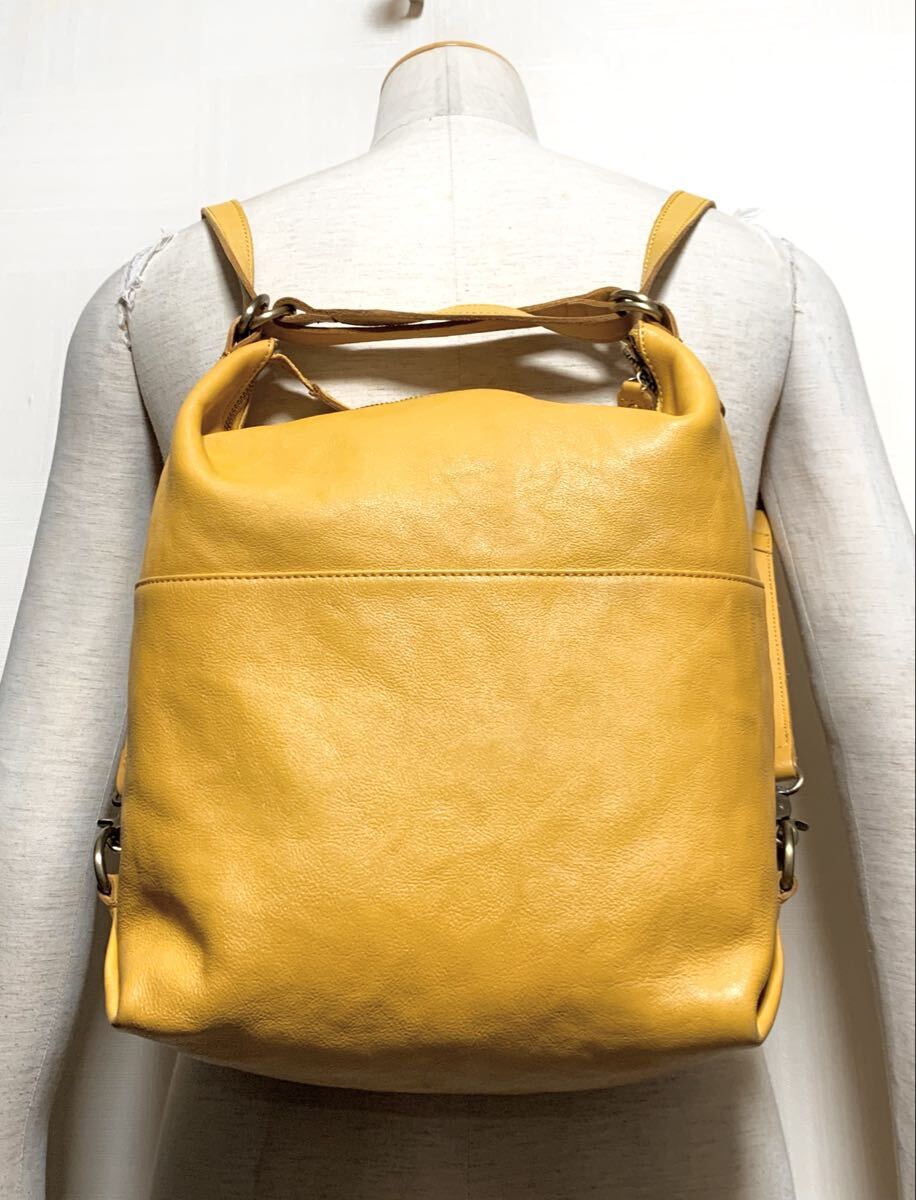 美品:M+Atlanta(アトランタ).レザーリュック(2WAY/兼 ショルダーバッグ/上質.牛革/ジップ開/H33W34D13/旅行.買い物/aniary genten type)_画像1