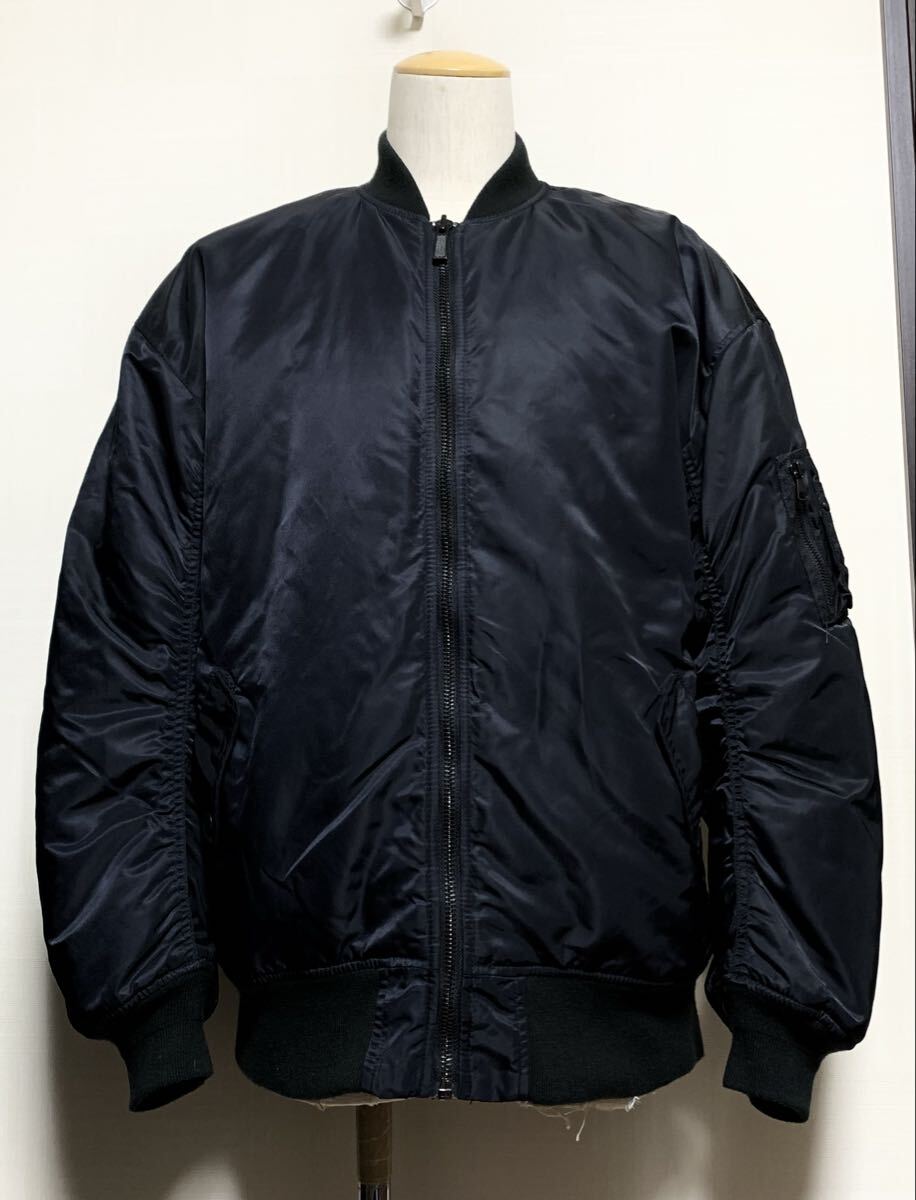 極上:Lui's(ルイス).オーバーサイズ MA-1 フライト ジャケット S(黒/サーモライト 保温中綿/肩60幅60丈75/ダウン/uniqlo gu hare type)_画像1