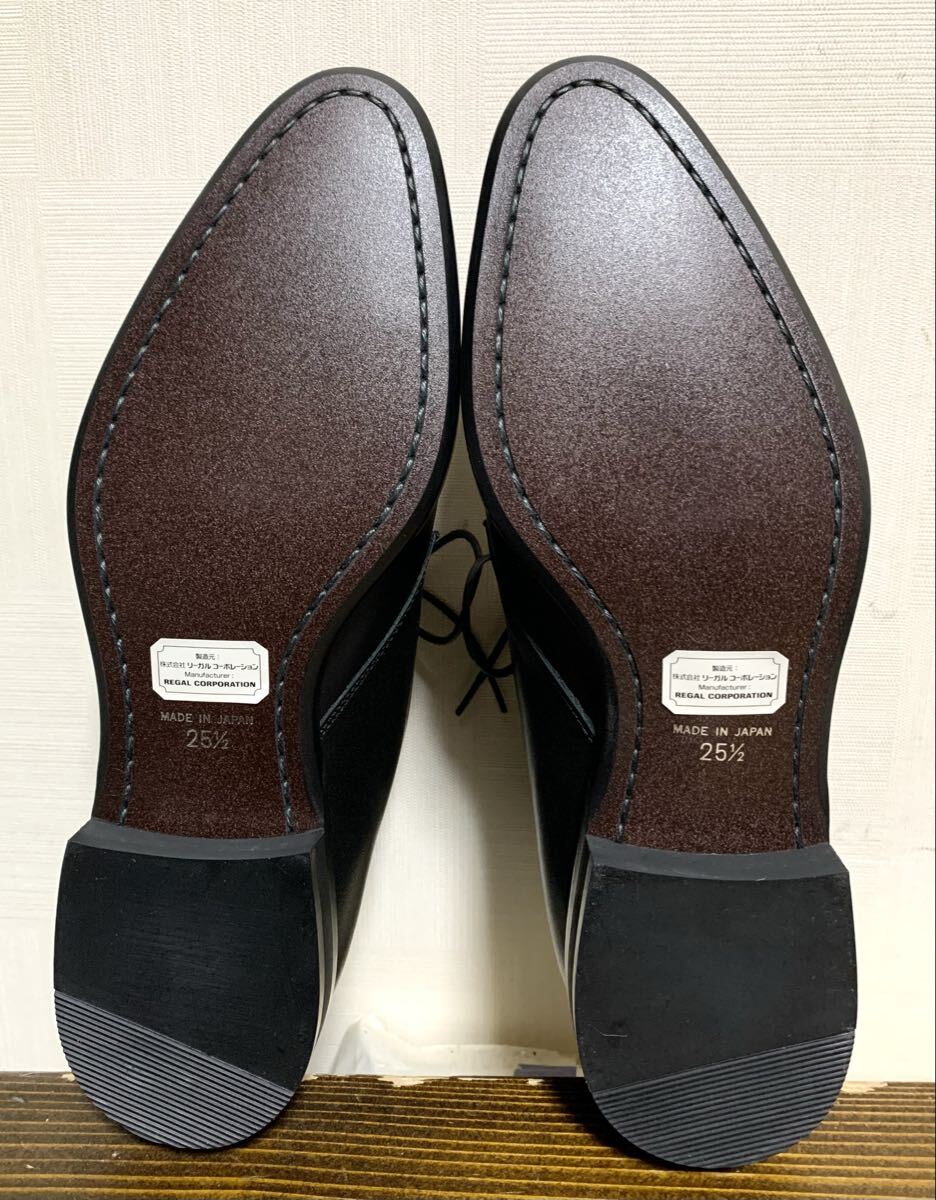 未使用:JOHN PEARSE(REGAL 製作).レザー チャッカ ブーツ 25.5(黒/上質.牛革/日本製/ジョンピアース/モッズスーツ/オアグローリー/ザズー)_画像6
