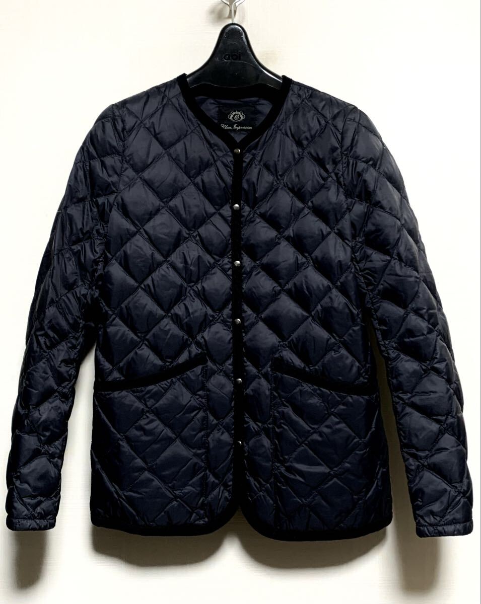 新品同様:CLEAR IMPRESSION(クリアインプレッション).ノーカラー ダウン キルティング ジャケット 1(黒/肩37幅46丈62/uniqlo taion type)_画像1