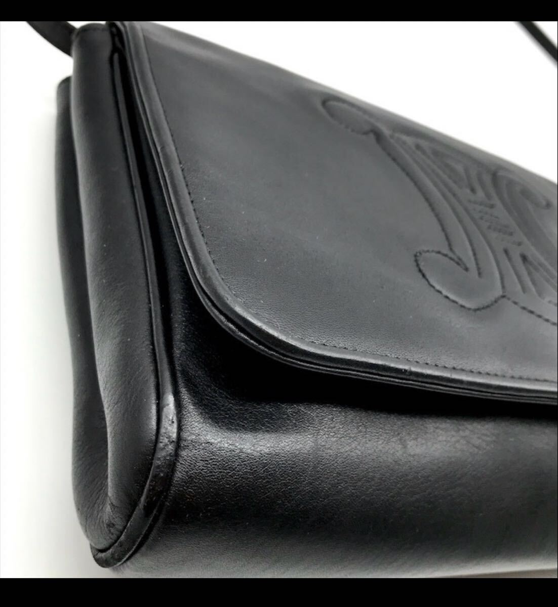 セリーヌ ショルダーバッグ CELINE ブラック レザー トリオンフ ヴィンテージ_画像5