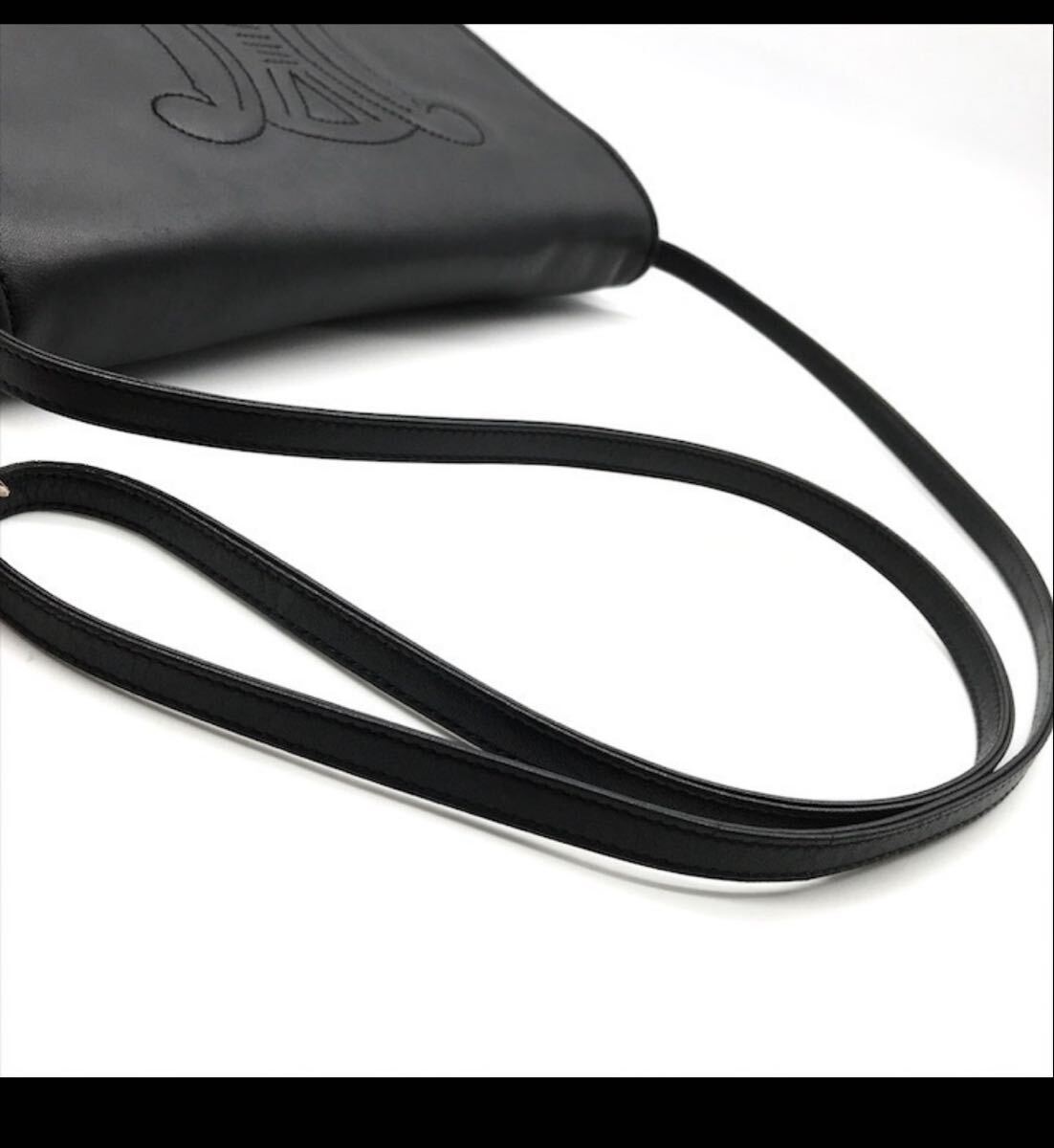 セリーヌ ショルダーバッグ CELINE ブラック レザー トリオンフ ヴィンテージ_画像6