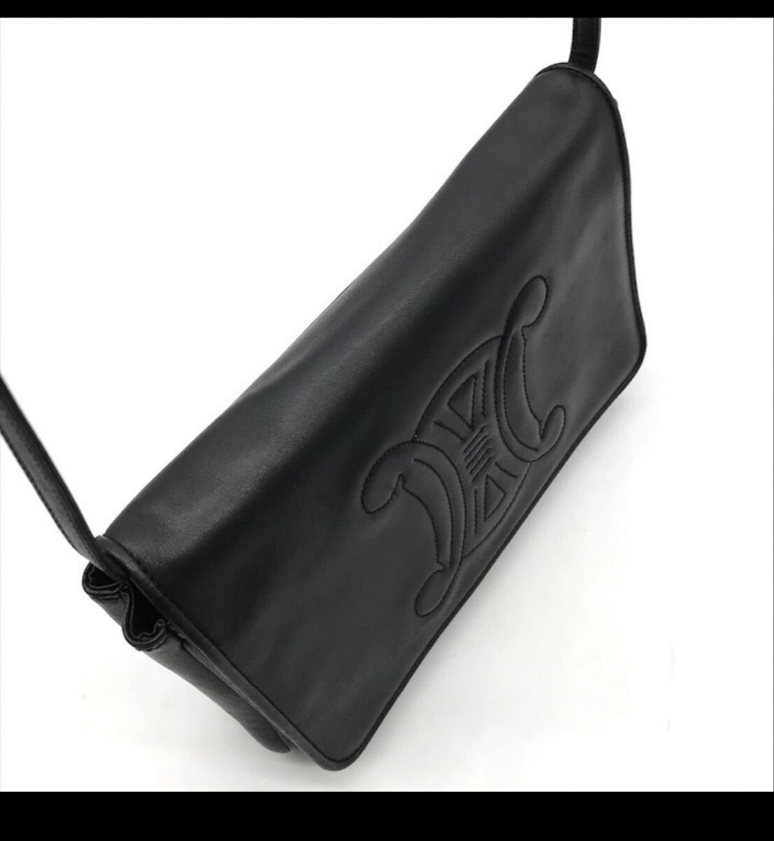 セリーヌ ショルダーバッグ CELINE ブラック レザー トリオンフ ヴィンテージ_画像7