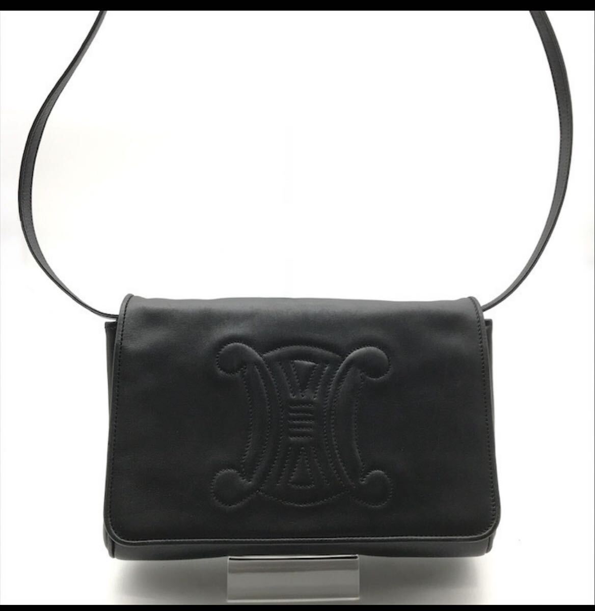 セリーヌ ショルダーバッグ CELINE ブラック レザー トリオンフ ヴィンテージ_画像1