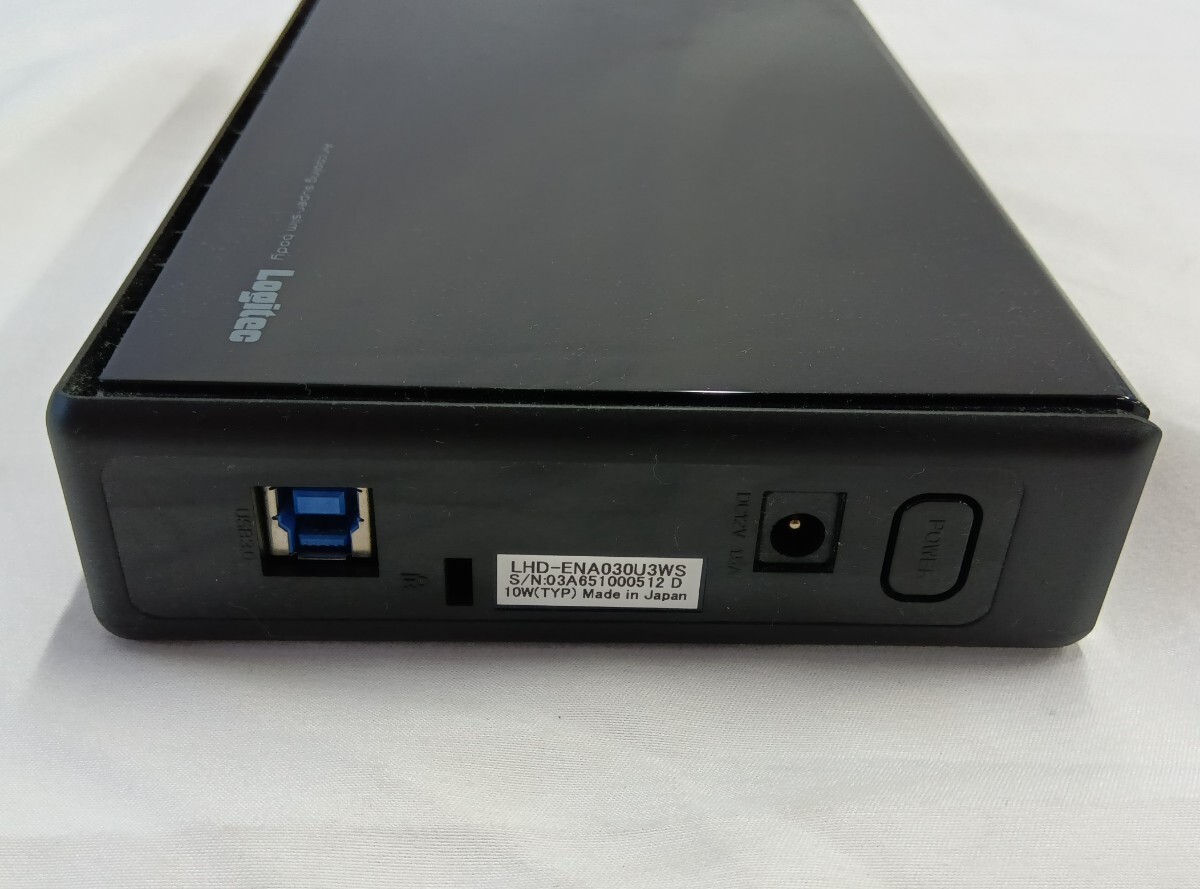 【通電のみ確認済み】ロジテック 外付けHDD LHD-ENA030U3WS 3TB 外付けハードディスク Logitec ロジテック_画像3