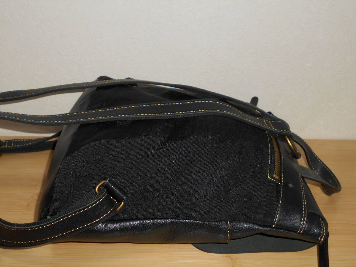 日本製☆本革レザー リュックサック バッグ 鞄 黒 (3E 9 _画像3