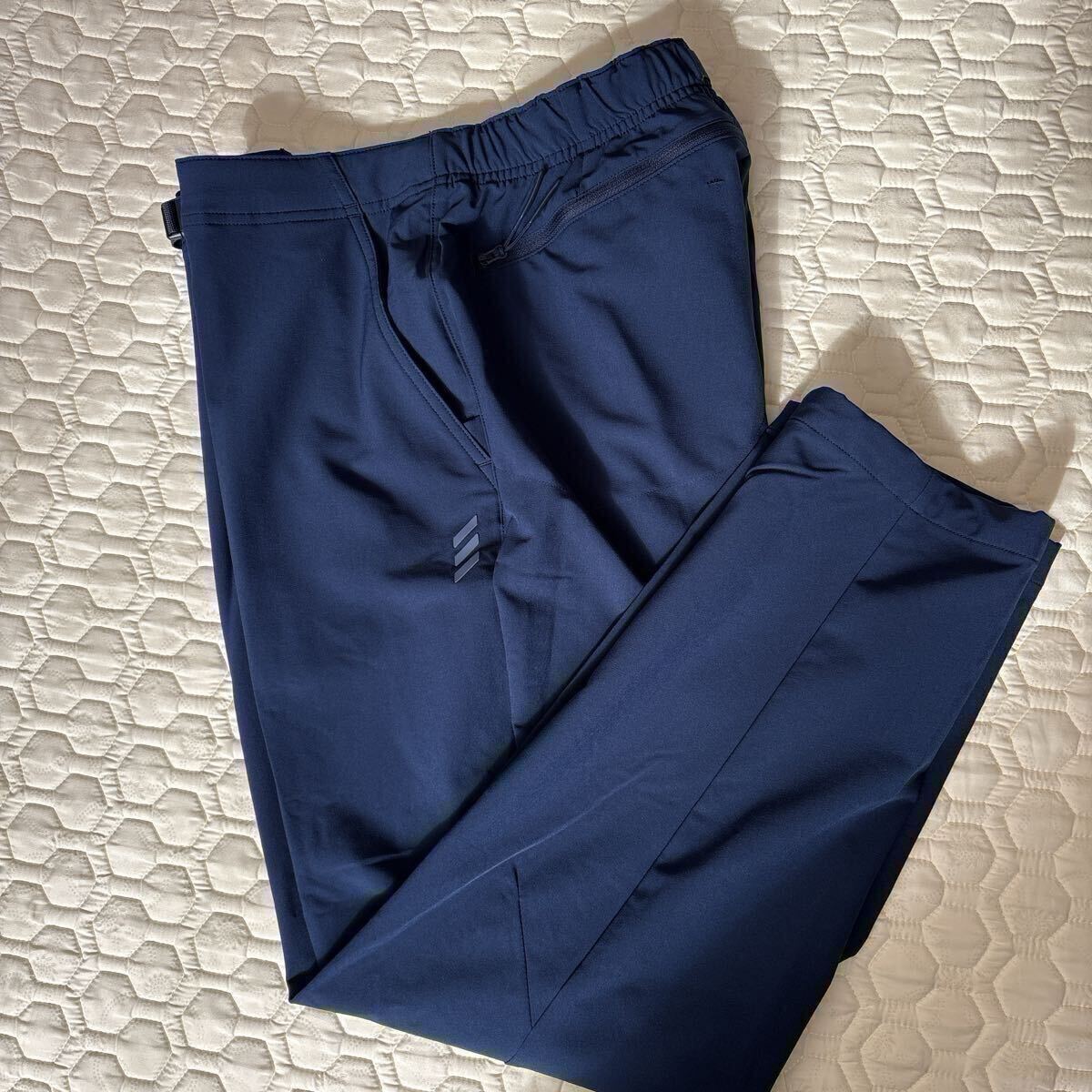 2XL 即日発送 新品12100円 adidas golf アディダスゴルフ メンズ秋冬ベルト付き テーパードパンツ ストレッチゴルフパンツ ネイビー_画像4