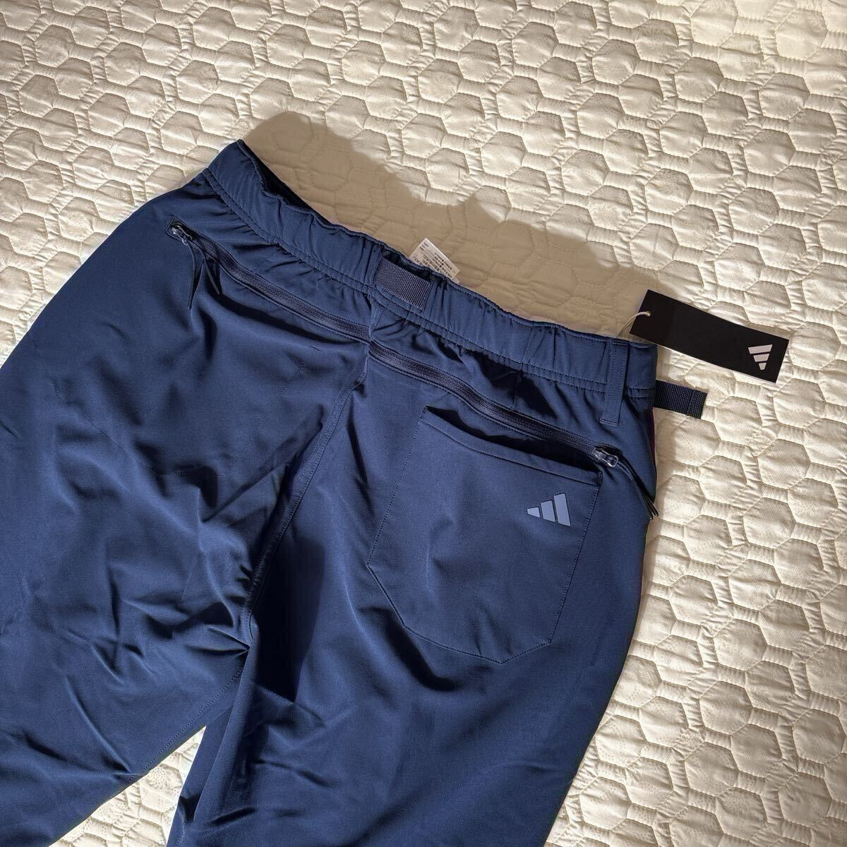 2XL 即日発送 新品12100円 adidas golf アディダスゴルフ メンズ秋冬ベルト付き テーパードパンツ ストレッチゴルフパンツ ネイビー_画像5