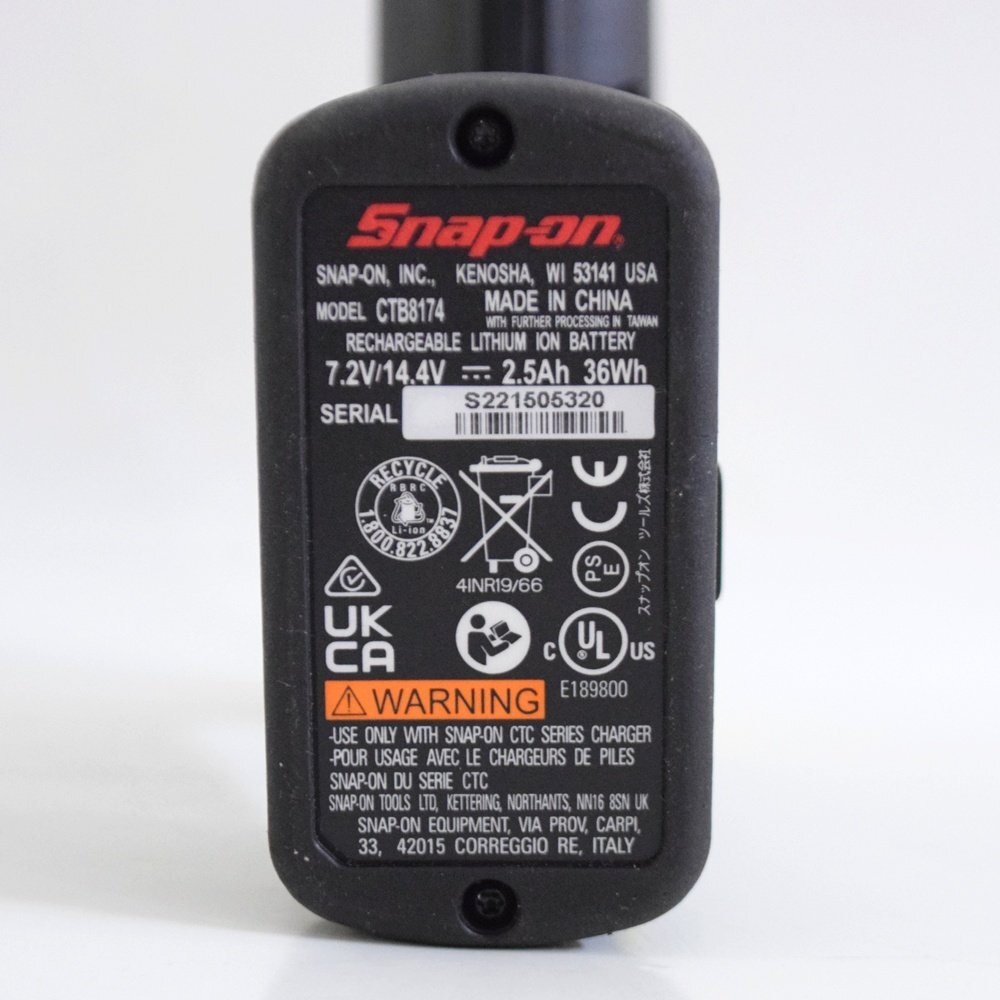 美品 スナップオン コードレスインパクトレンチ CT861HV 14.4V 回転数0～2500rpm 差込角3/8 バッテリー 充電器付属 Snap-on_画像7