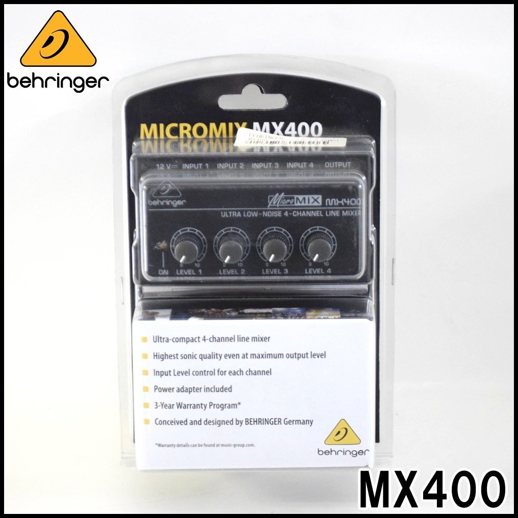 新品 ベリンガー MICROMIX ラインミキサー MX400 アクティブ仕様 4チャンネル 4入力 1出力 レベルコントロール搭載 behringer_画像1