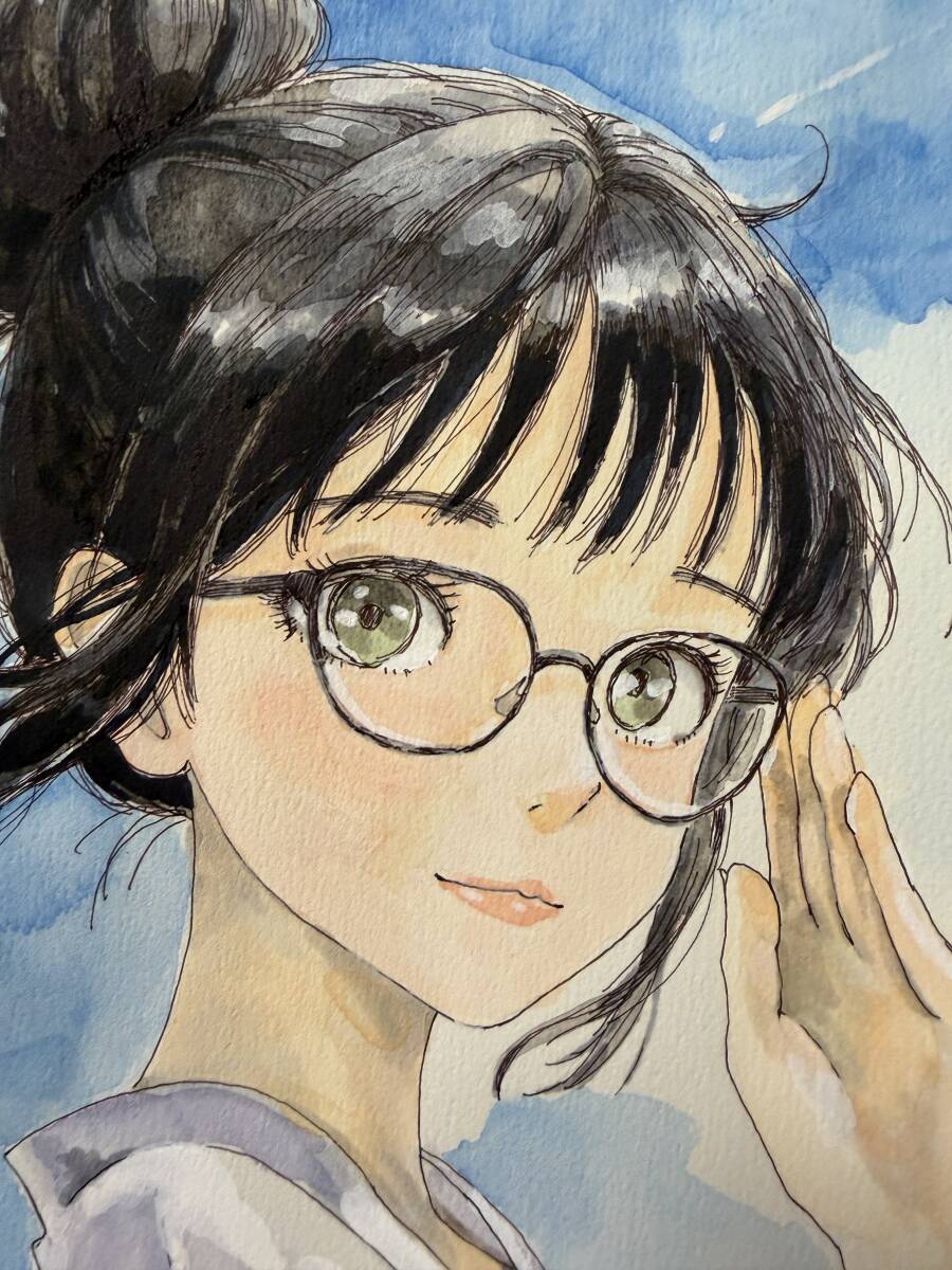 [ один пункт предмет ] оригинал очки прекрасный девушка рука .. искусство постер иллюстрации исходная картина A4 размер рукописный текст .