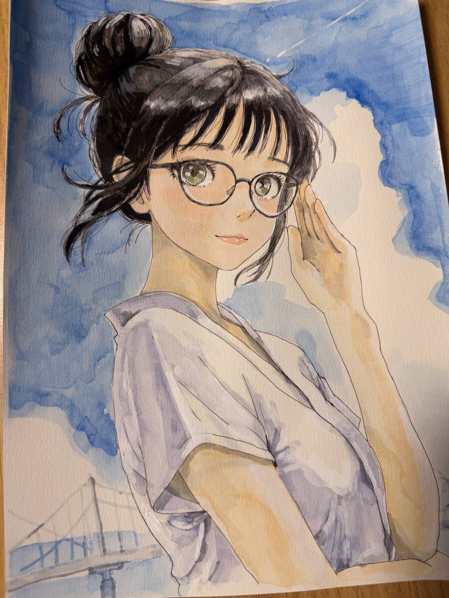 [ один пункт предмет ] оригинал очки прекрасный девушка рука .. искусство постер иллюстрации исходная картина A4 размер рукописный текст .