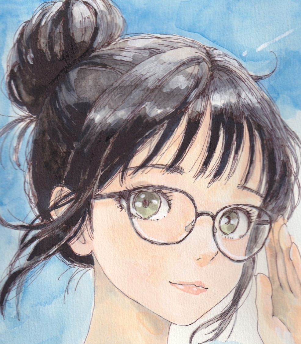 [ один пункт предмет ] оригинал очки прекрасный девушка рука .. искусство постер иллюстрации исходная картина A4 размер рукописный текст .